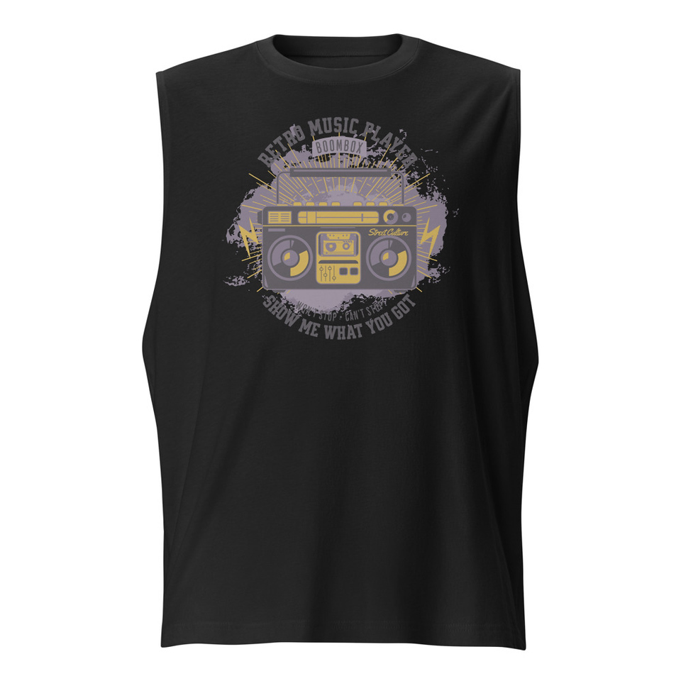 Boombox Music Player - Retro Unisex Muscle Shirt