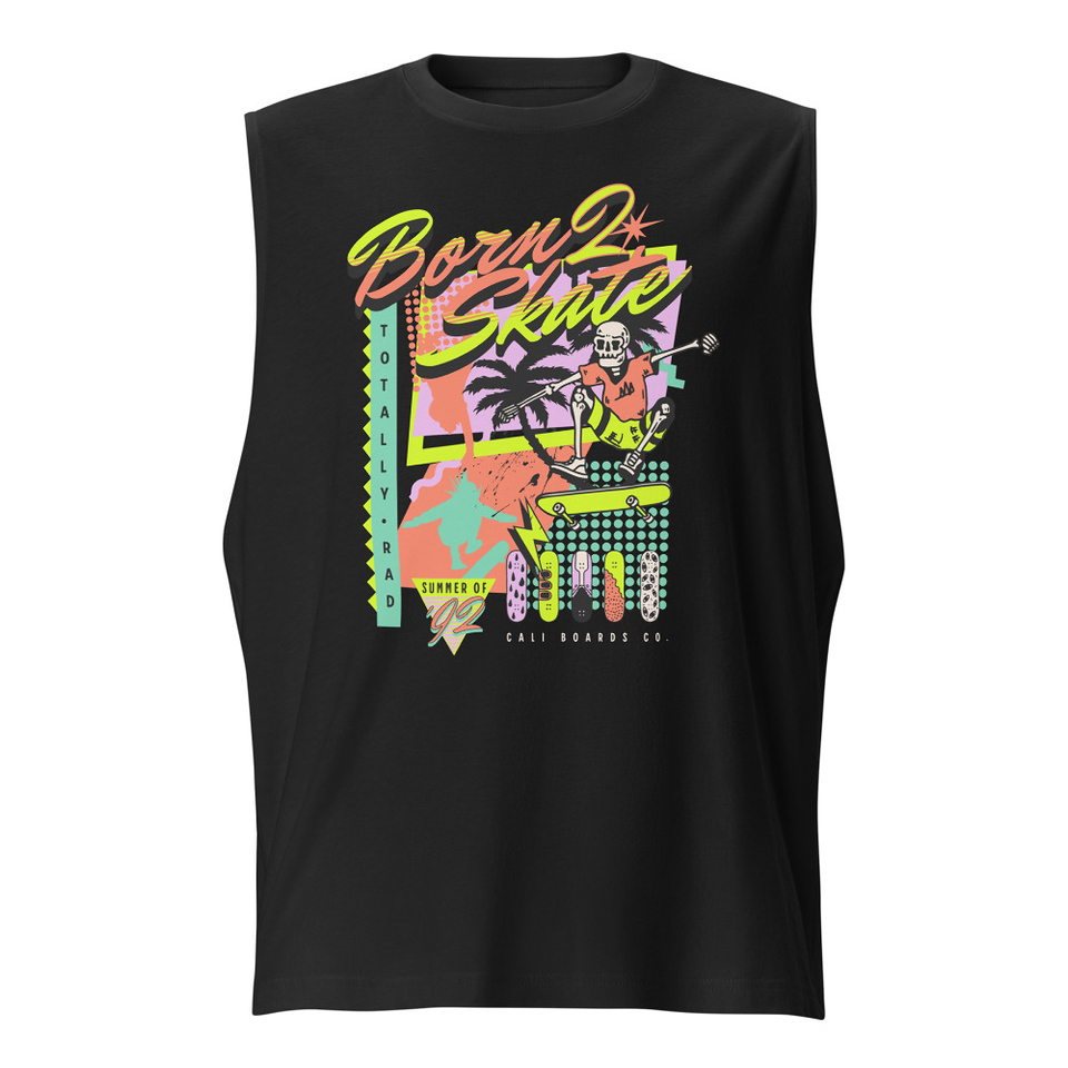 Born 2 Skate - Retro Skeleton Unisex Muscle Shirt