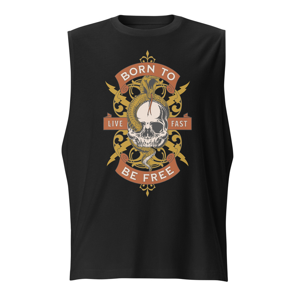 Born To Be Free - Skull Unisex Muscle Shirt