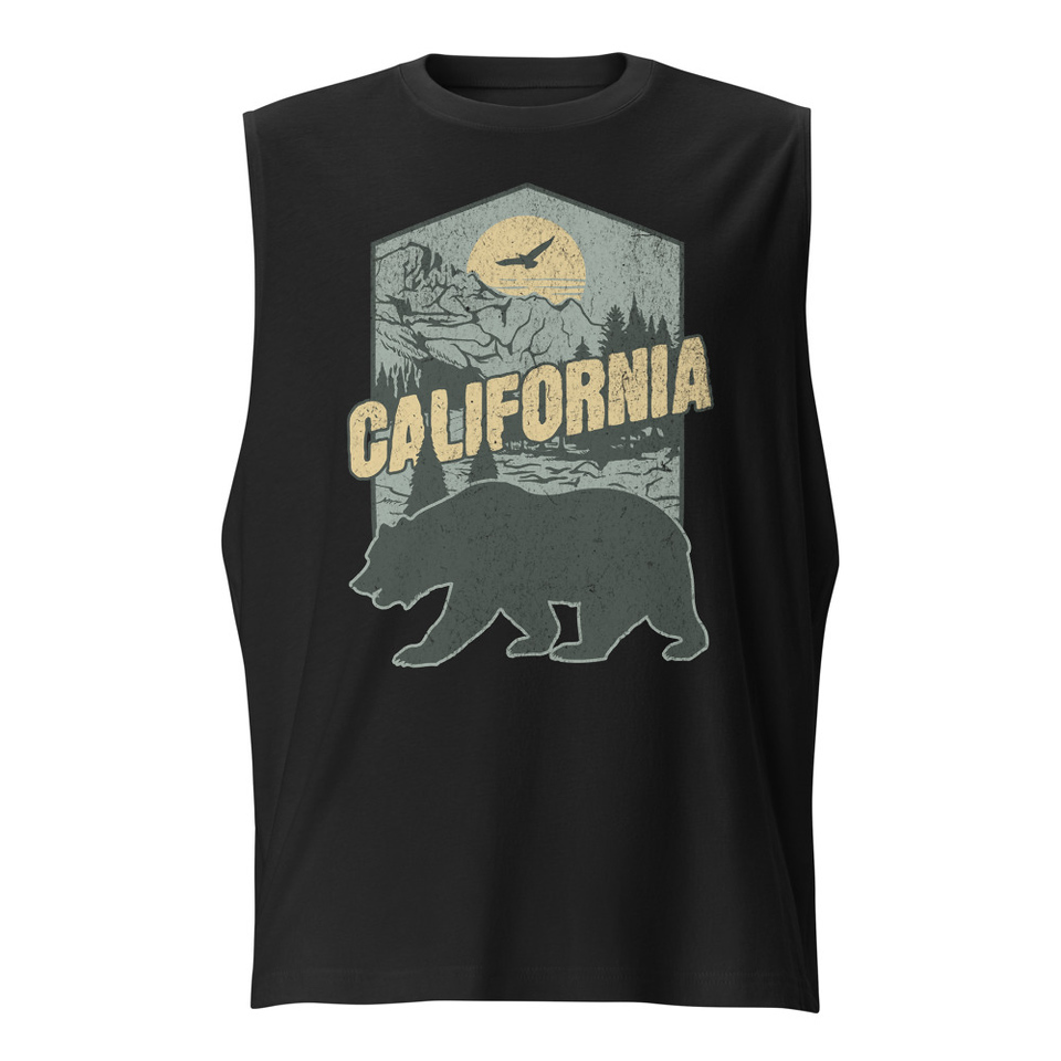 California Bear - Outdoors Wilderness Camping Hiking Unisex Muscle Shirt