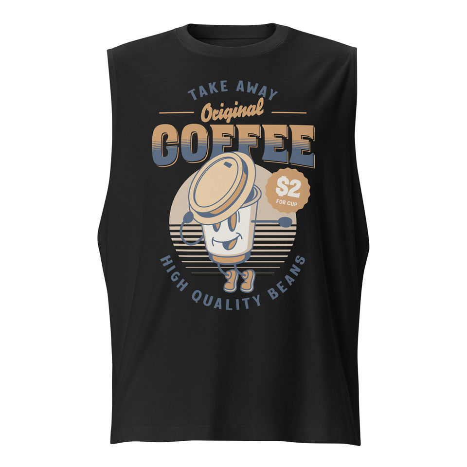 Coffee Cup - Comics Mascot Unisex Muscle Shirt