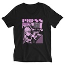 'Press Pause' Anime Gaming Unisex V-Neck Tee