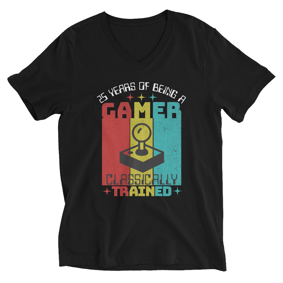 25 Years of Being A Gamer Unisex V-Neck Tee