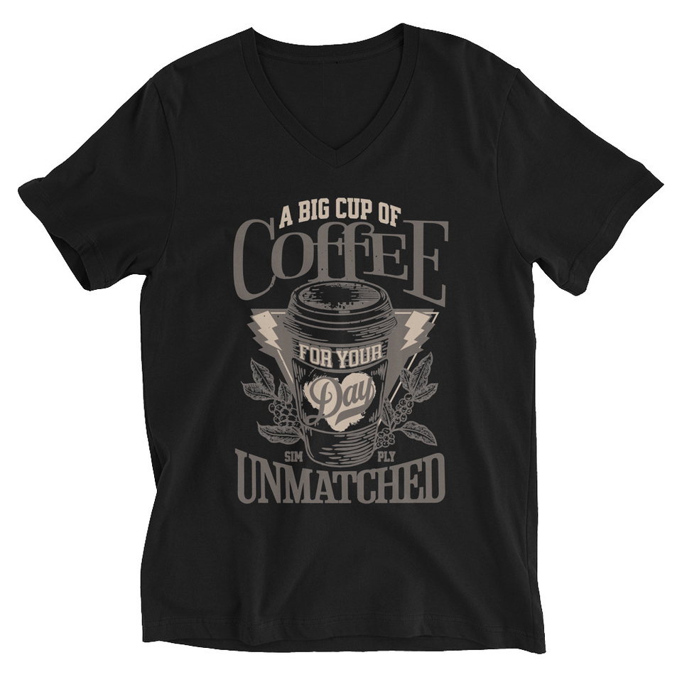 A Big Cup of Coffee Unisex V-Neck Tee