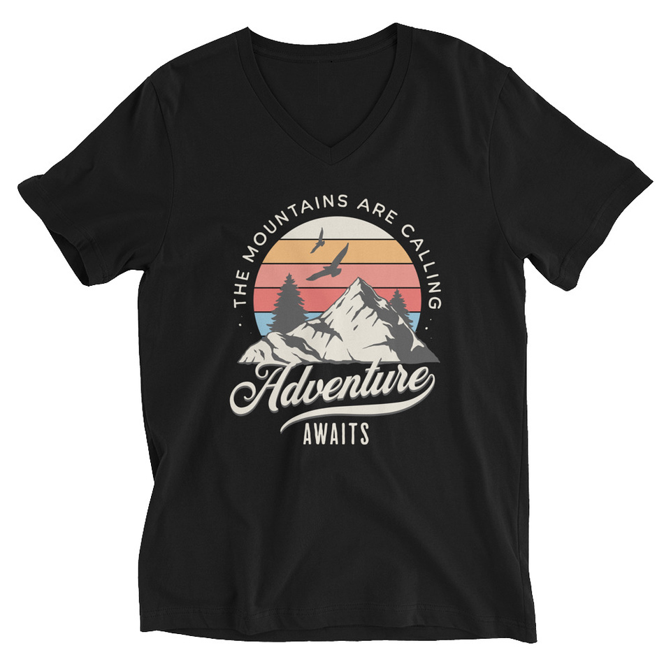 Adventure Await - Wilderness Camping Unisex V-Neck Tee