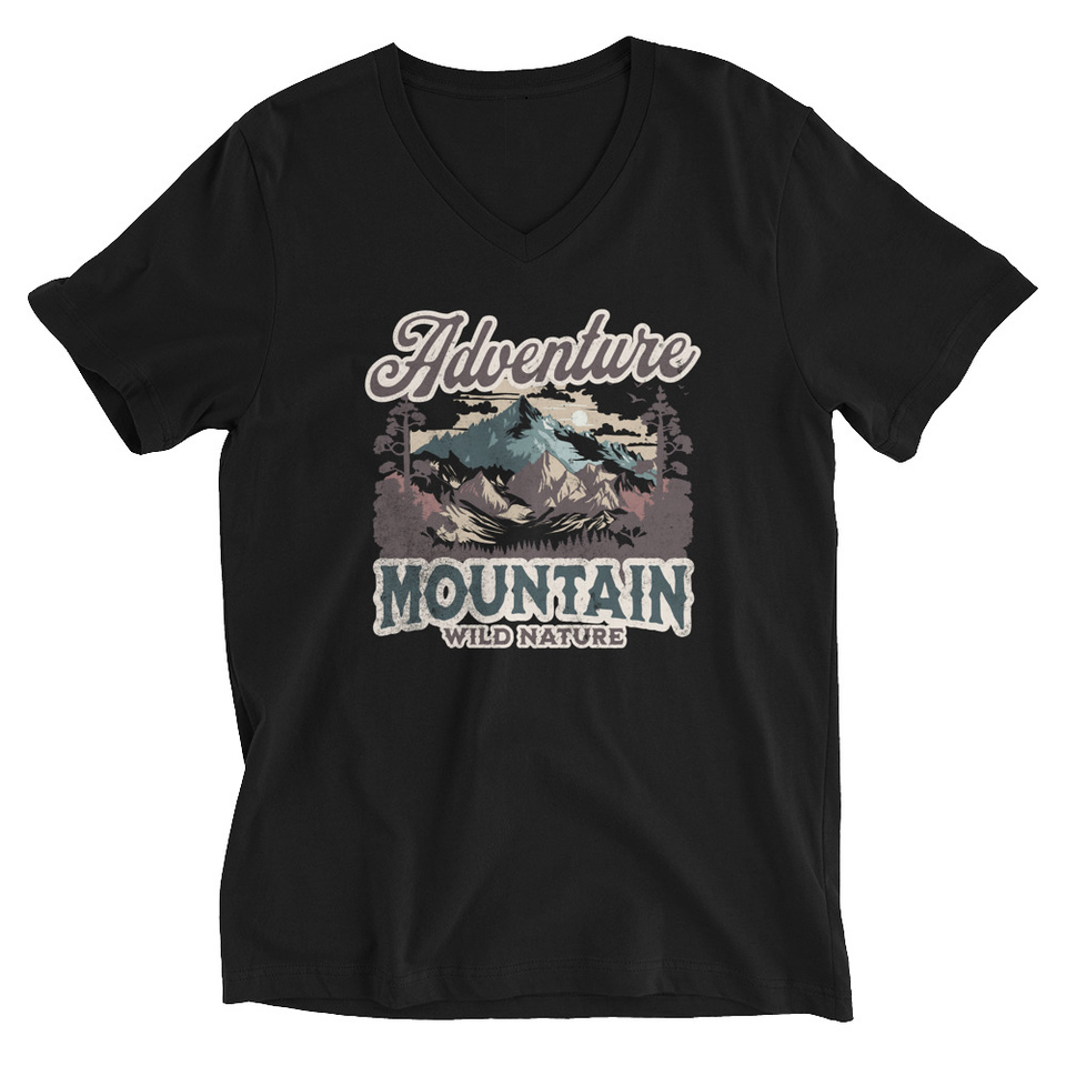 Adventure Mountain Wild Nature Unisex V-Neck Tee