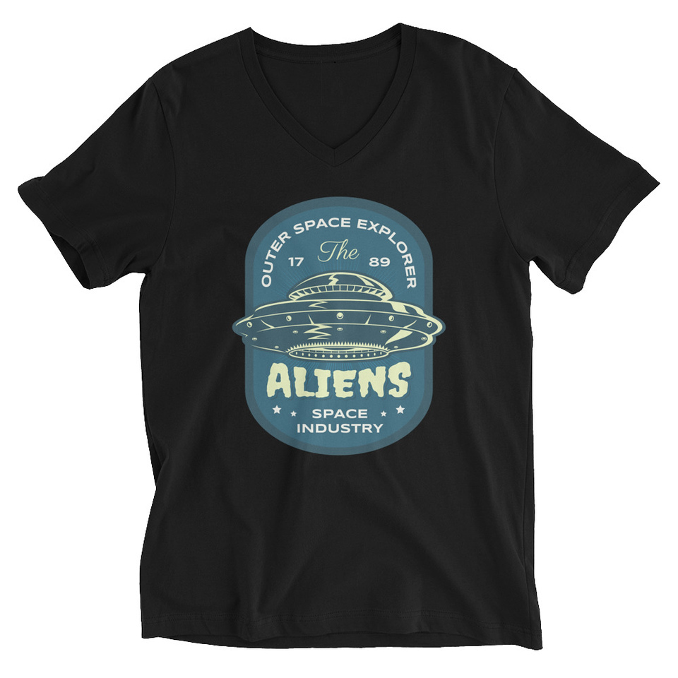 Aliens Outer Space Explorer - UFO Unisex V-Neck Tee