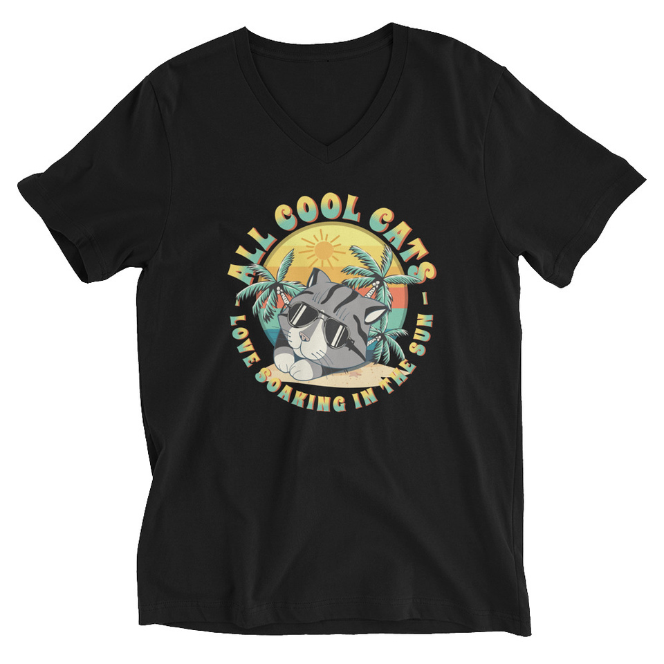 All Cool Cats - Sunset Beach Unisex V-Neck Tee