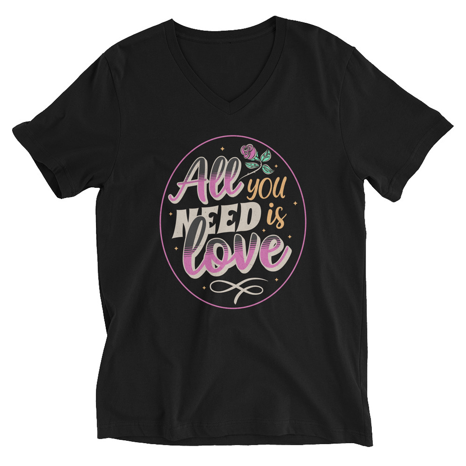All you Need is Love - Valentines Day Unisex V-Neck Tee