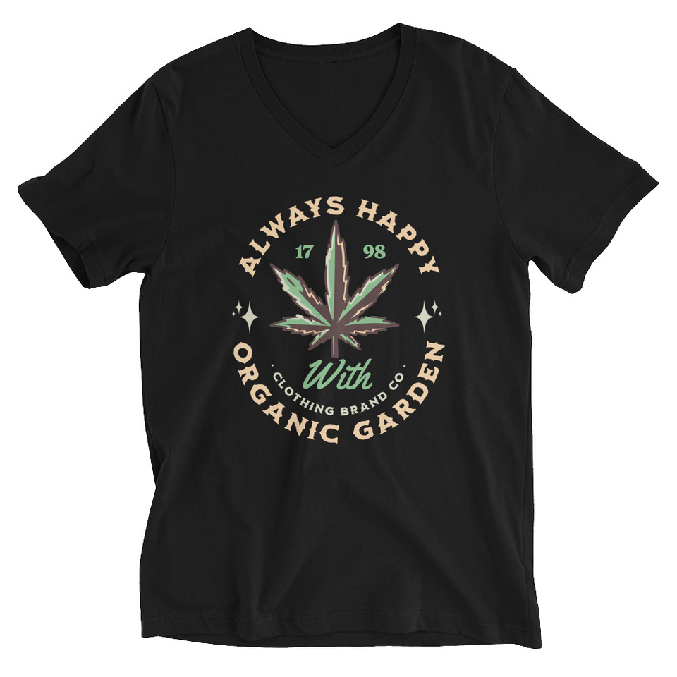 Always Happy - Cannabis Unisex V-Neck Tee
