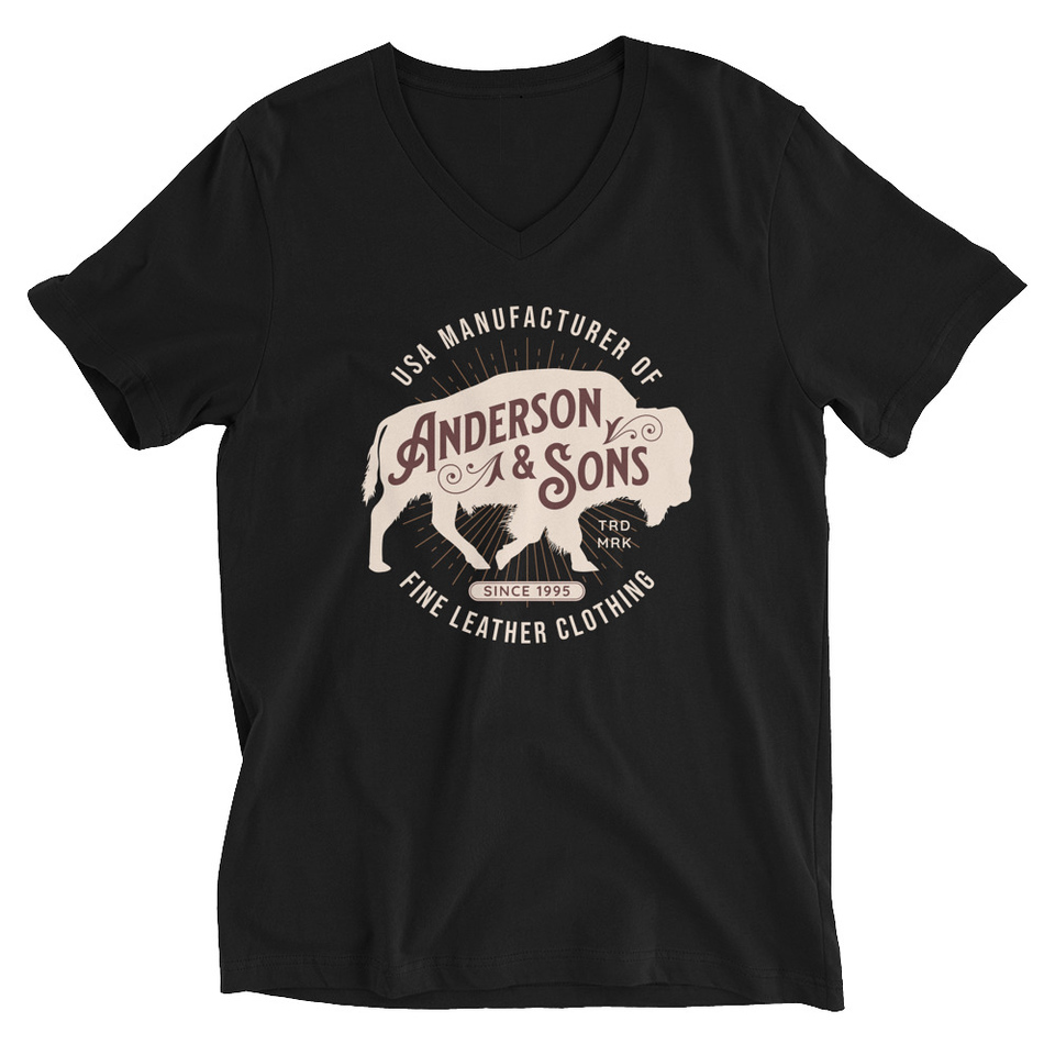Anderson & Sons Leather Clothing - Buffalo Unisex V-Neck Tee
