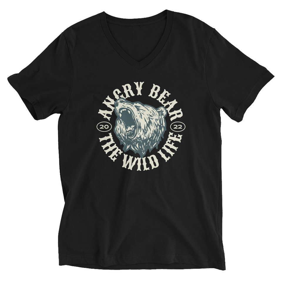 Angry Bear - Wild Life Animal Unisex V-Neck Tee