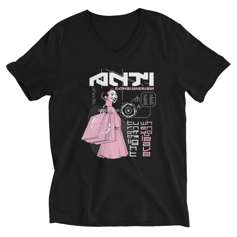 Anti Consumerism - Futuristic Unisex V-Neck Tee