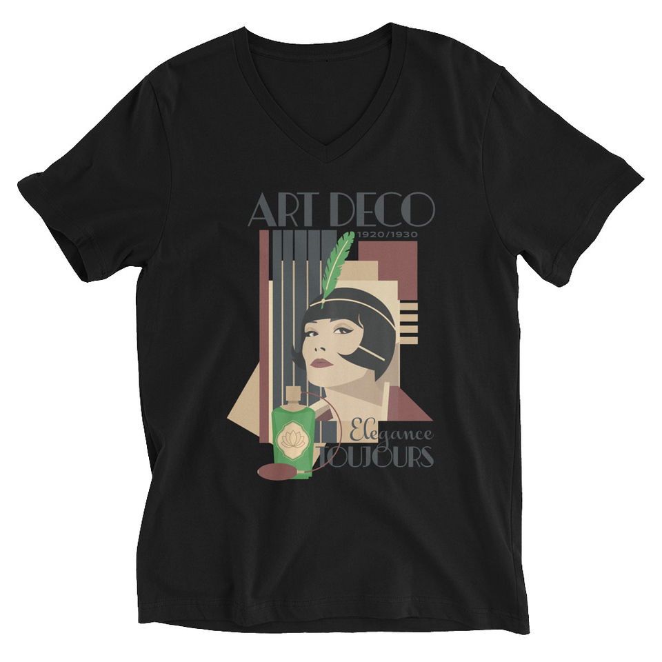 Art Deco Elegance Toujours Unisex V-Neck Tee