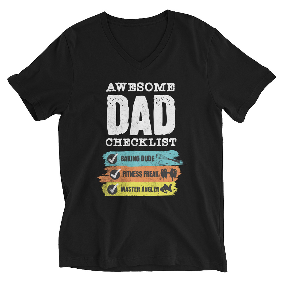 Awesome Dad Checklist Unisex V-Neck Tee