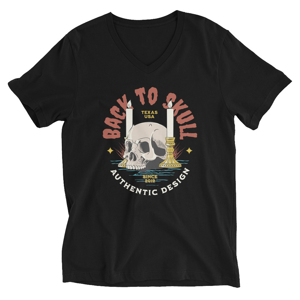 Back to Skull - Authenthic Design  Unisex V-Neck Tee