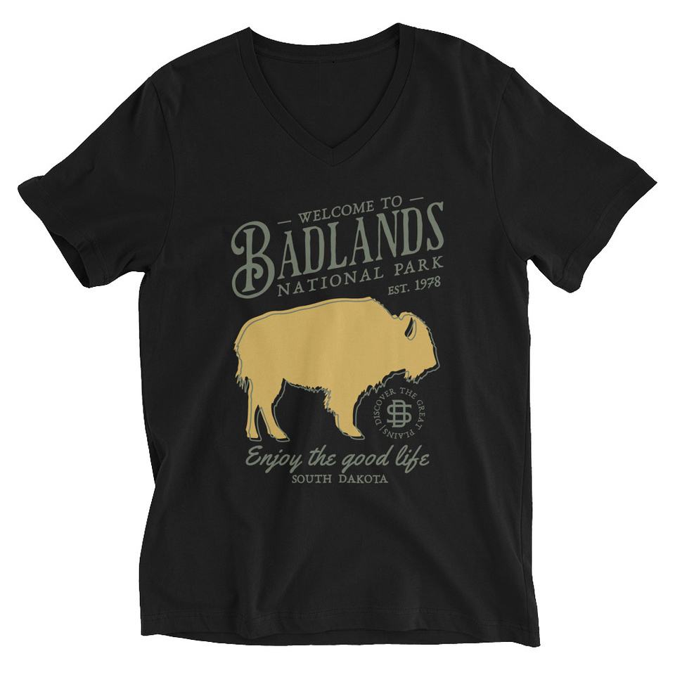 Badlands National Park - Bison Unisex V-Neck Tee