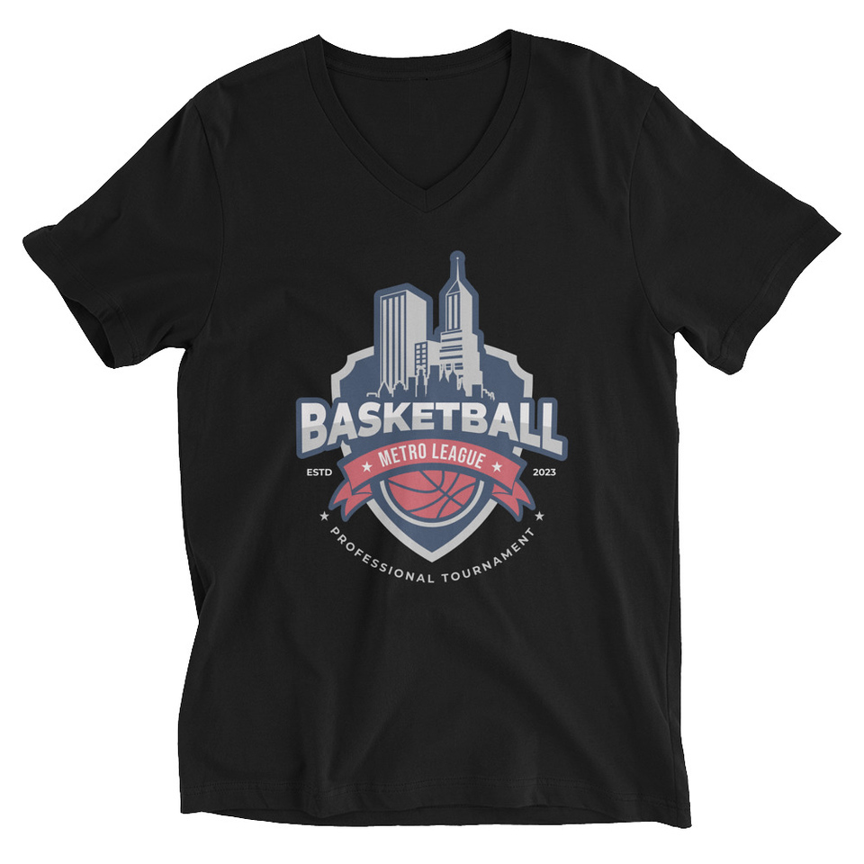 Basketball Sports Logo Unisex V-Neck Tee