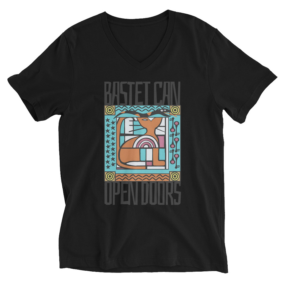 Bastet can Open Doors Unisex V-Neck Tee