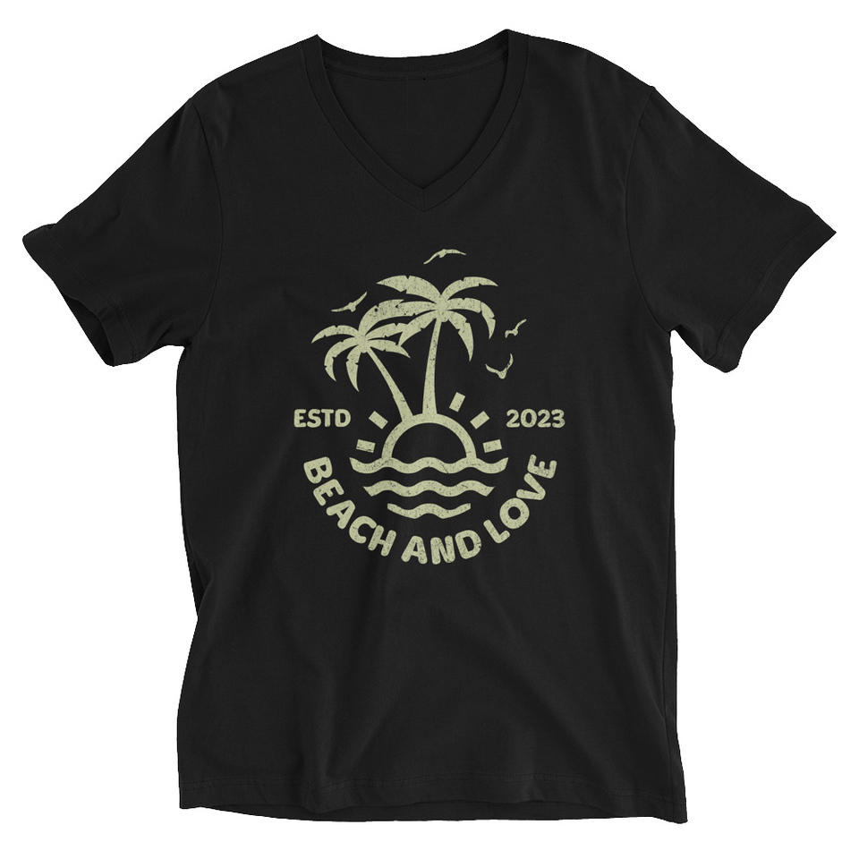 Beach and Love Unisex V-Neck Tee