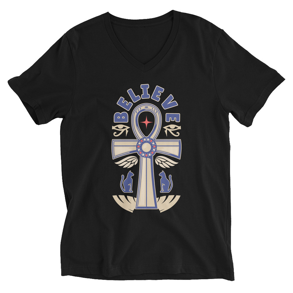 Believe  - Faith Symbol Unisex V-Neck Tee