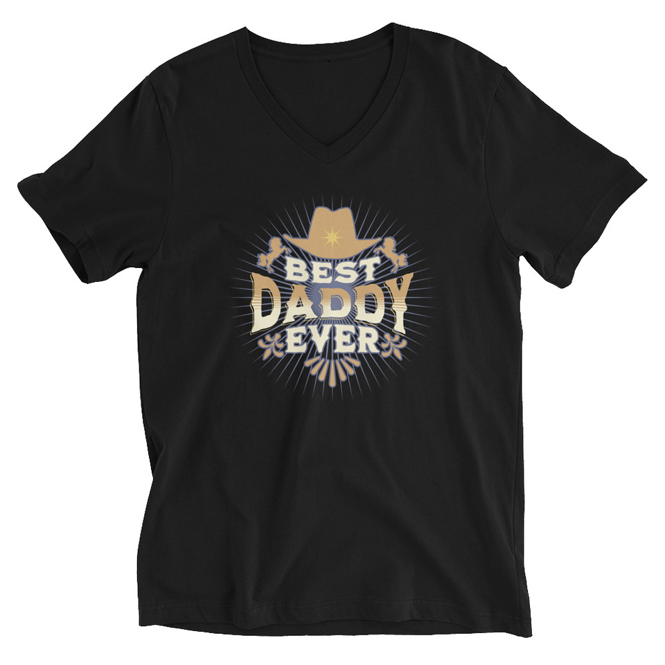 Best Daddy Ever - Cowboy Hat Unisex V-Neck Tee
