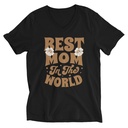 Best Mom in the World - Flowers Unisex V-Neck Tee