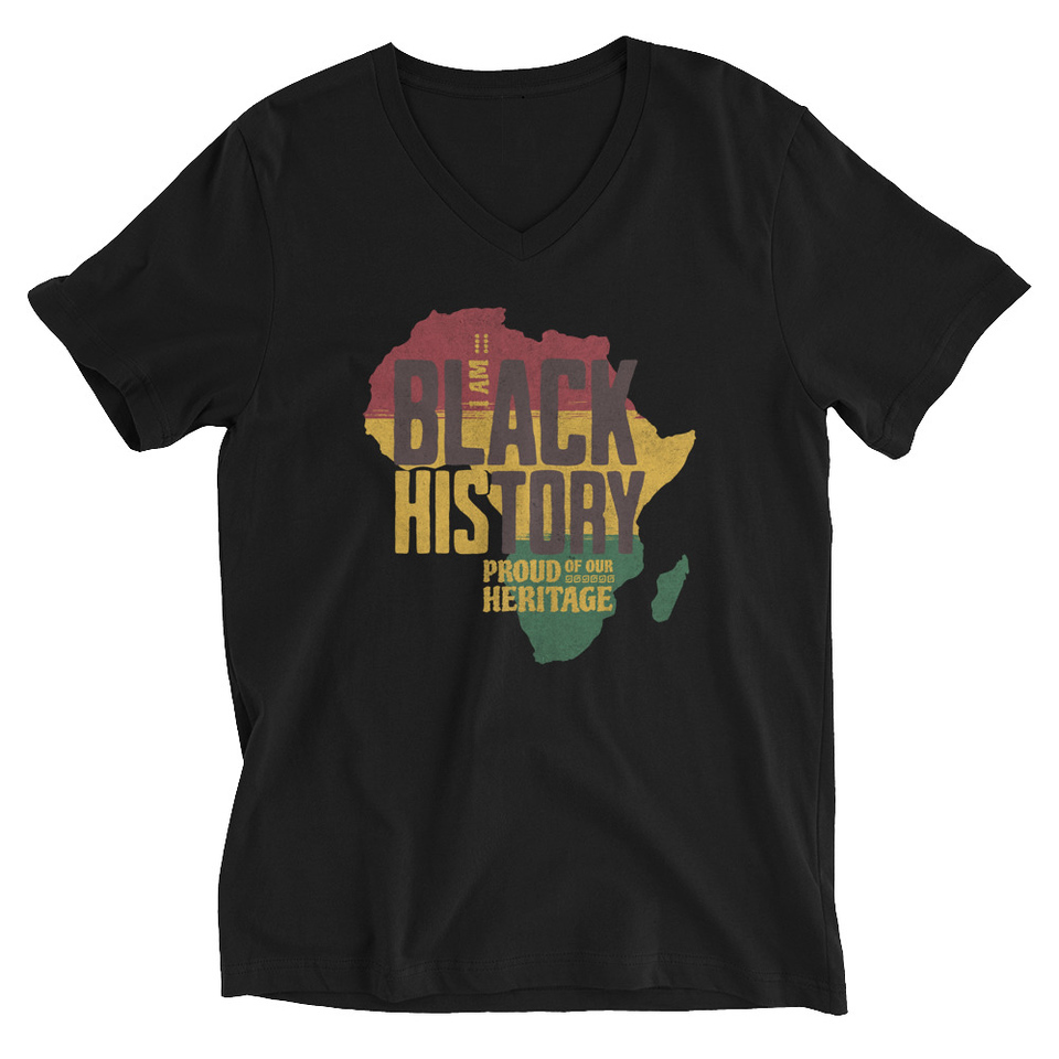 Black History - Heritage Map Unisex V-Neck Tee