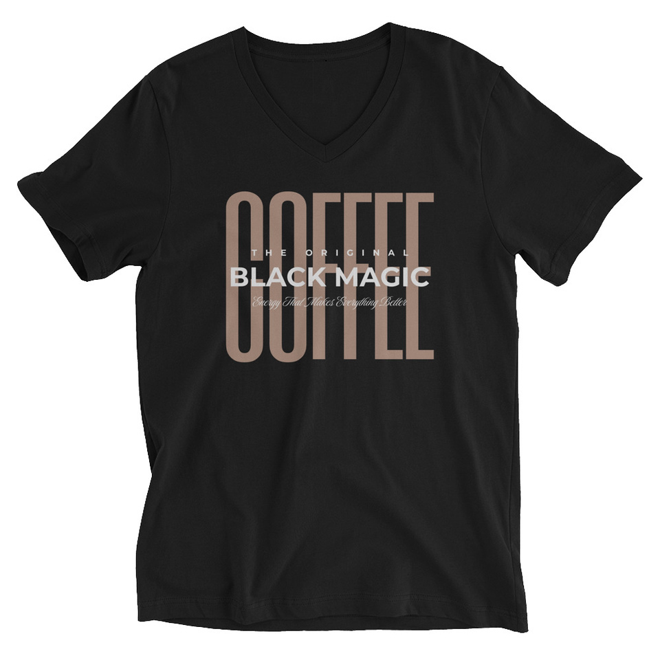 Black Magic - Minimal Modern Coffee Quote Unisex V-Neck Tee