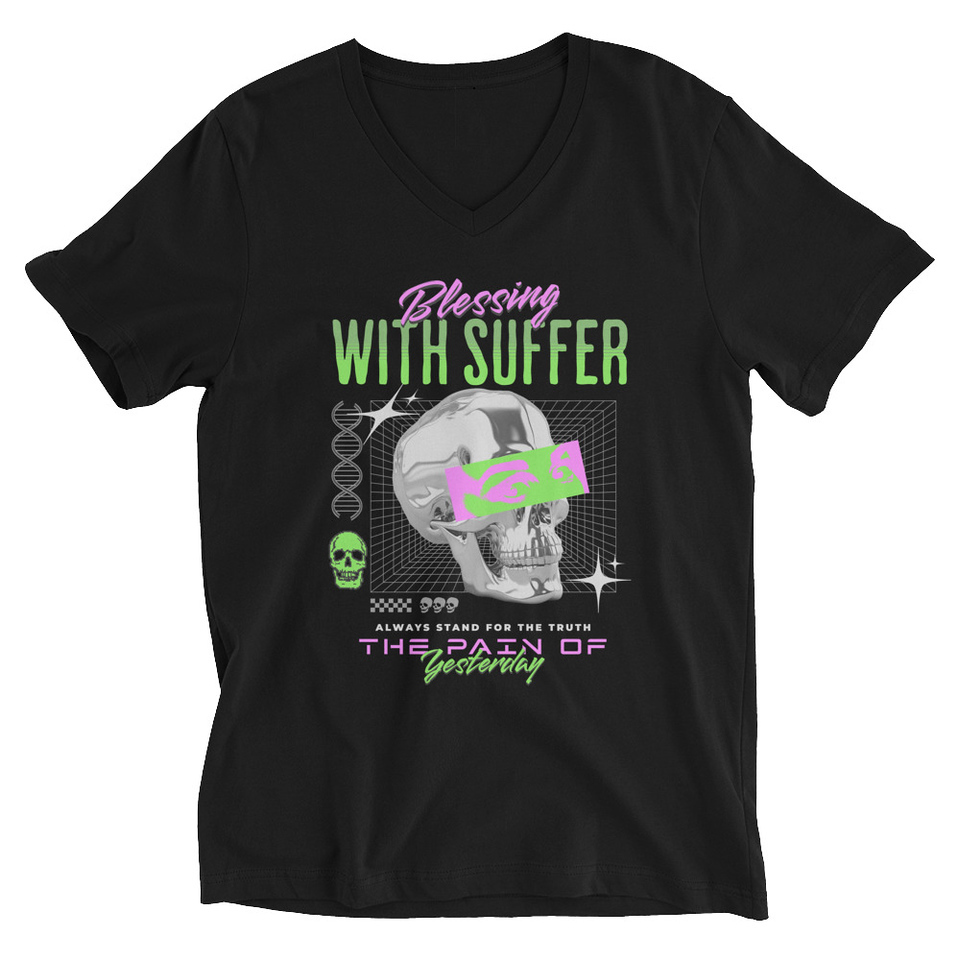 Blessing With Suffer Unisex V-Neck Tee