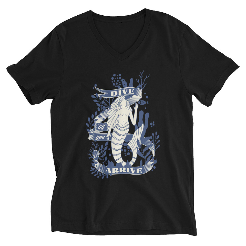 Blue Mermaid - Nautical Unisex V-Neck Tee