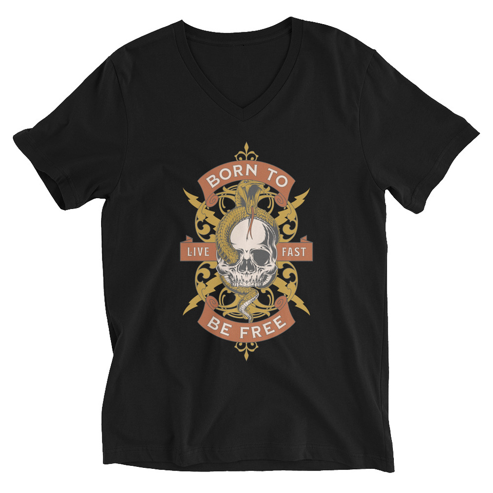 Born To Be Free - Skull Unisex V-Neck Tee