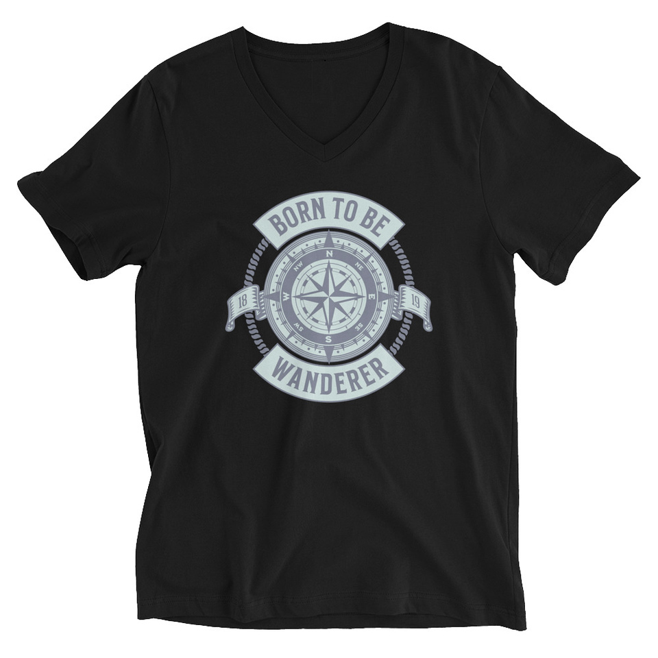 Born to be Wanderer - Compass Unisex V-Neck Tee