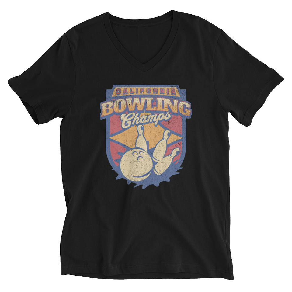 Bowling Championship - Retro Athlectic Sports Unisex V-Neck Tee