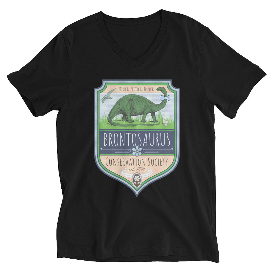 Brontosaurus Conservation Society Unisex V-Neck Tee