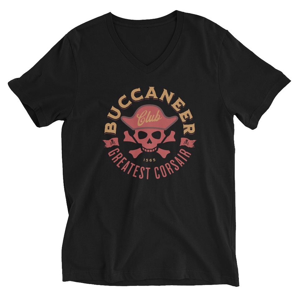 Buccaneer Club - Pirate Skull Unisex V-Neck Tee