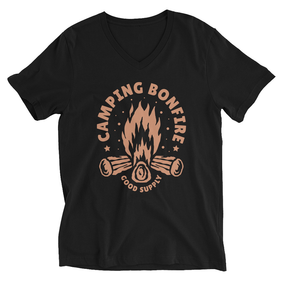 Camping Bonfire - Firewood Unisex V-Neck Tee