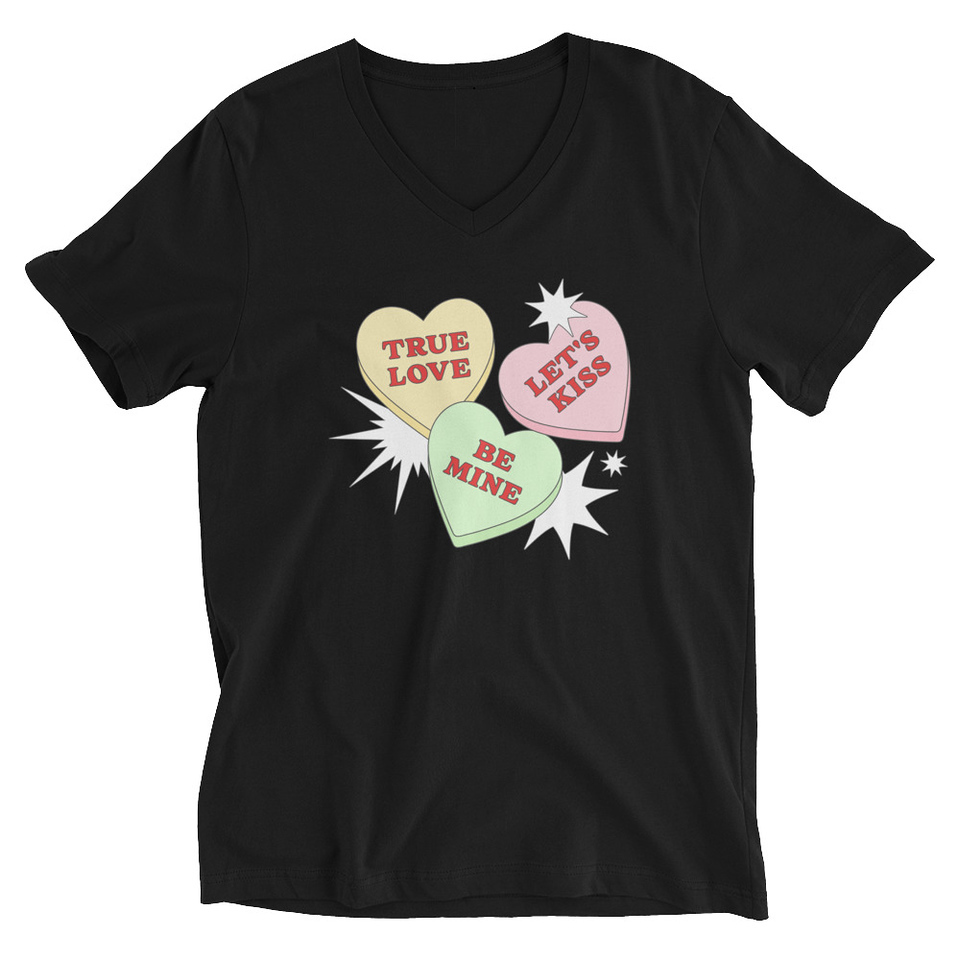 Candy Hearts - Valentine's Day Unisex V-Neck Tee