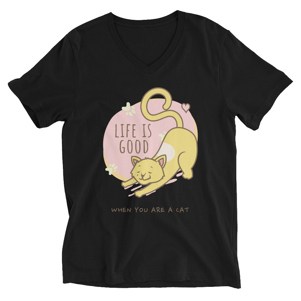 Cat Life - Humor Unisex V-Neck Tee