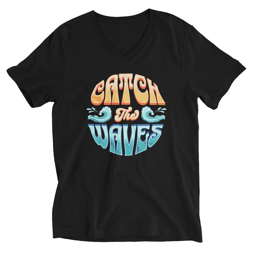 Catch the Waves - Beach Vibe Unisex V-Neck Tee