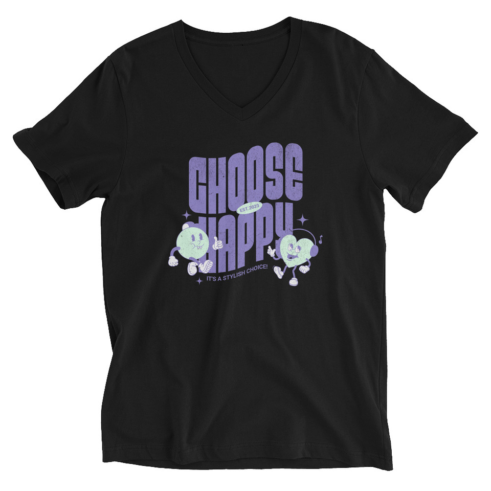 Choose Happy (2) Unisex V-Neck Tee