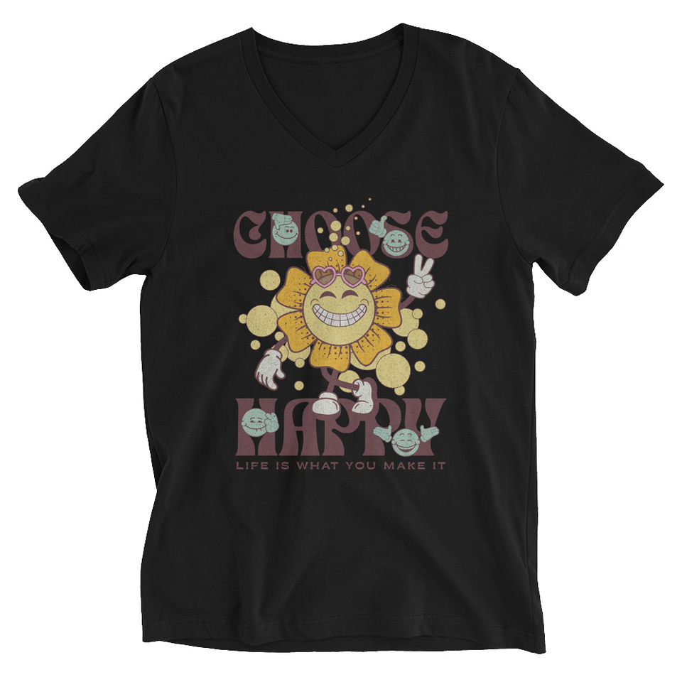 Choose Happy Unisex V-Neck Tee
