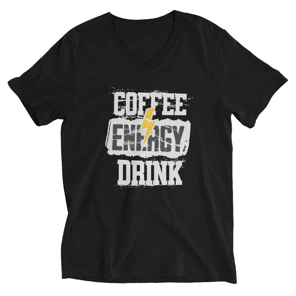 Coffee Energy Drink - Grunge Bolt Unisex V-Neck Tee