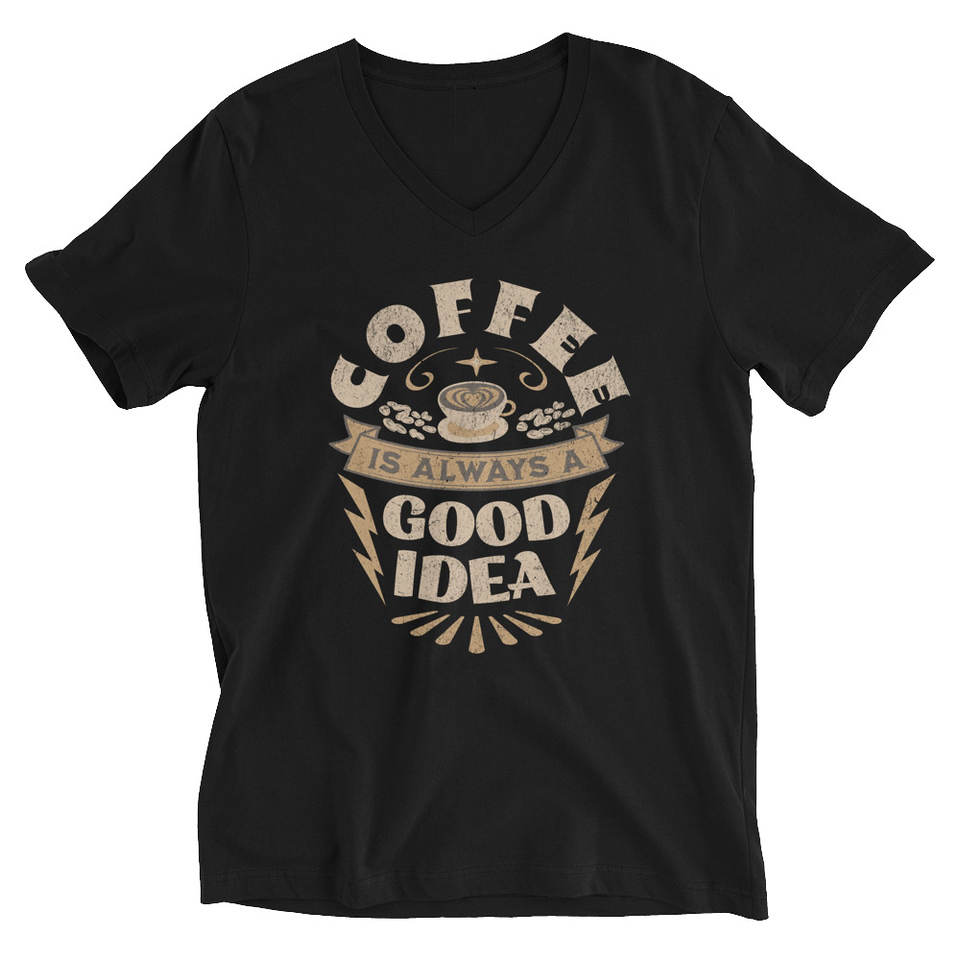 Coffee is always a good idea - Lightning Bolt Unisex V-Neck Tee
