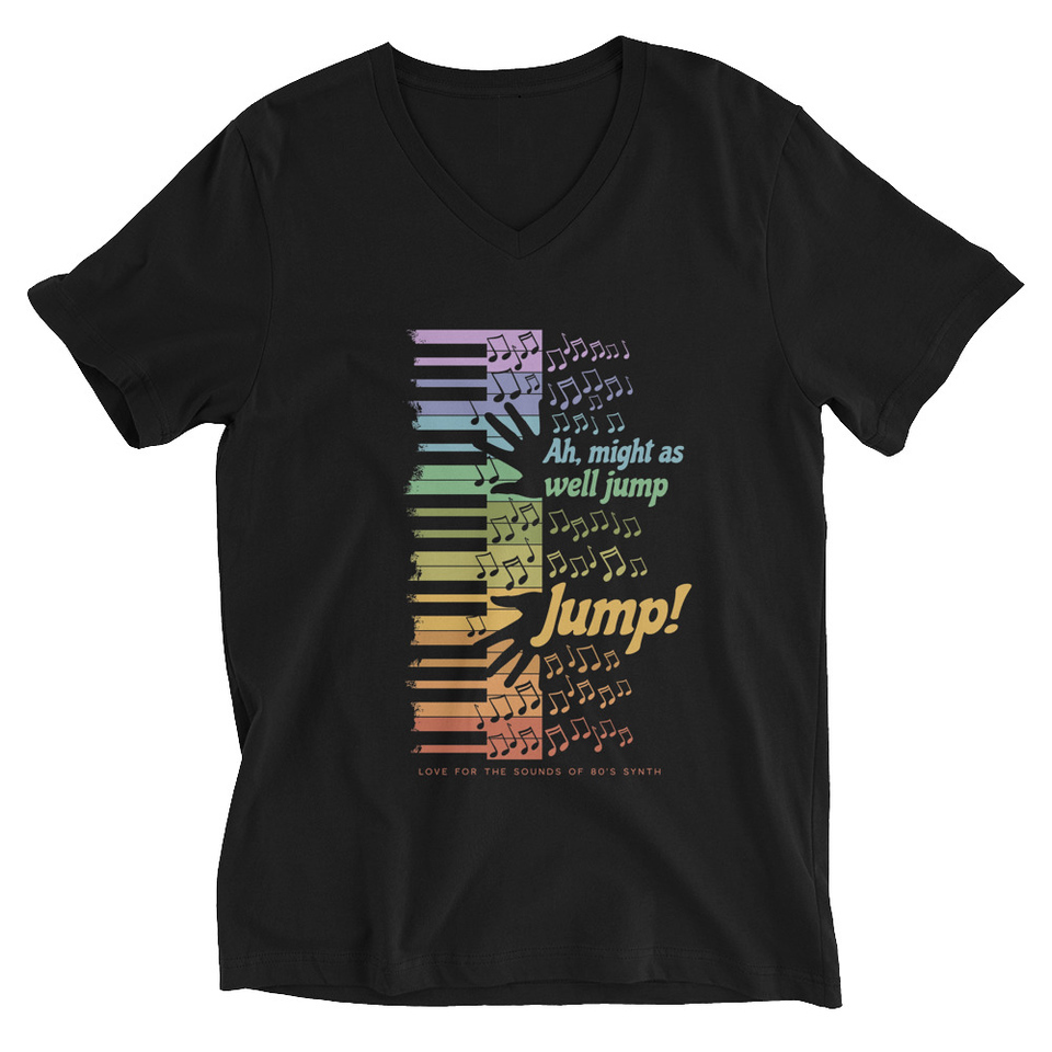 Colorful Retro Keyboard Unisex V-Neck Tee