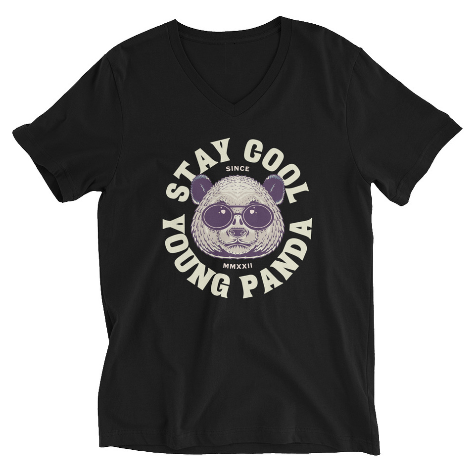 Cool Panda with Sunglasses -  Unisex V-Neck Tee