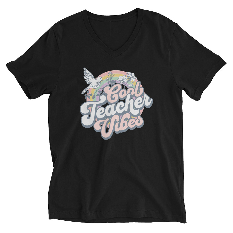 Cool Teacher Vibes Unisex V-Neck Tee