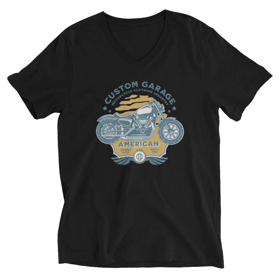 Custom Garage - Motorcycle Unisex V-Neck Tee