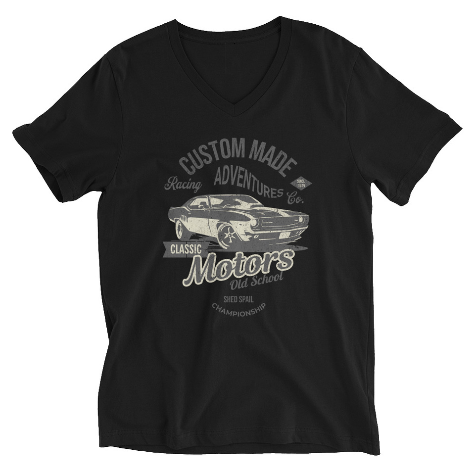 Custom Made Adventures Motors Old School Unisex V-Neck Tee