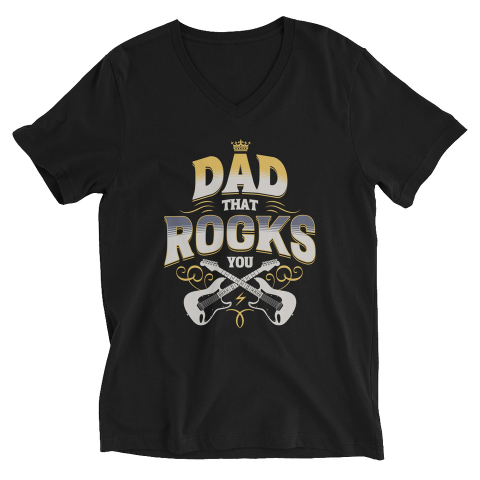 Dad That Rocks You - Electric Guitar Unisex V-Neck Tee